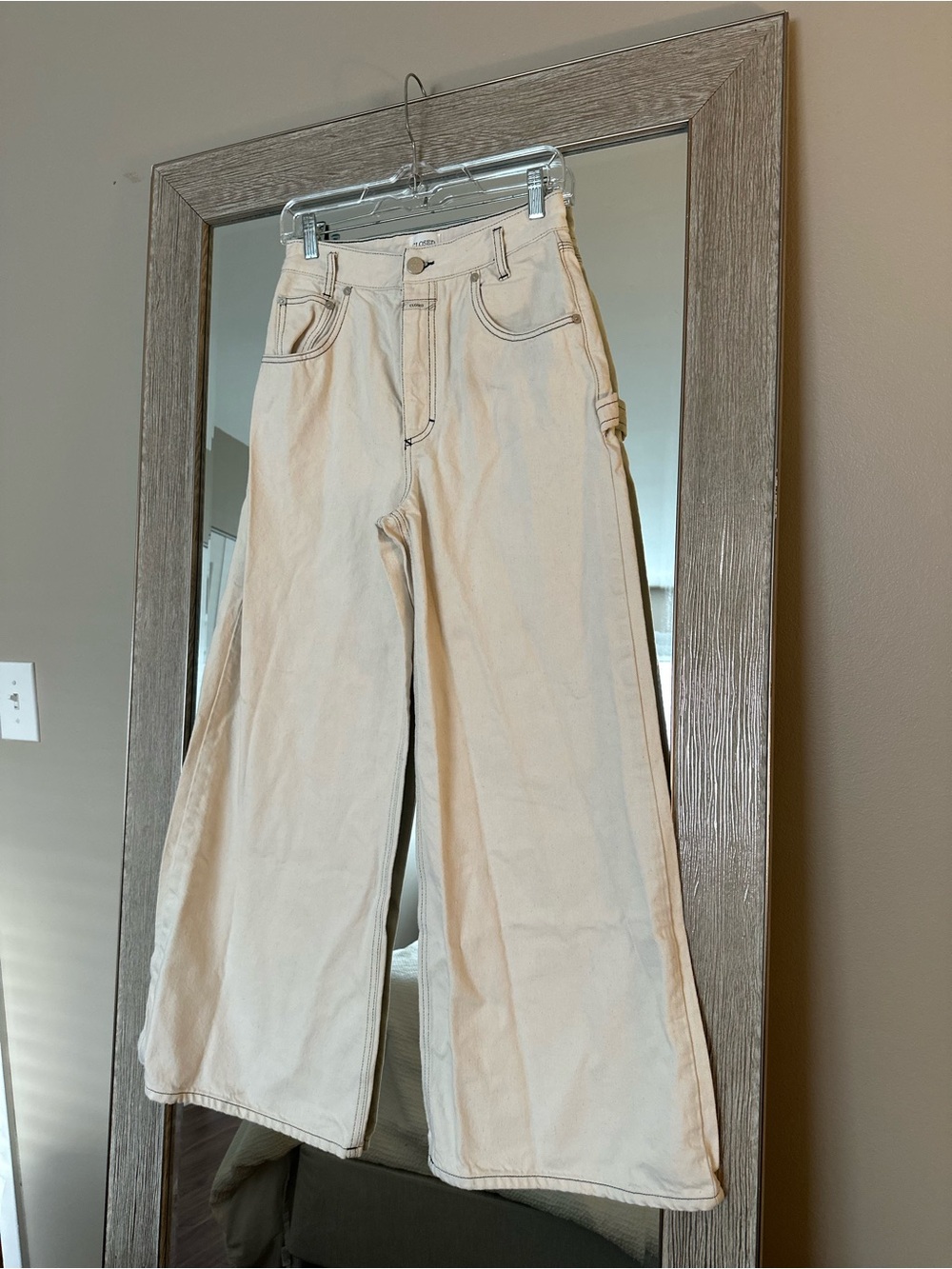 CLOSED x Revolve High Rise Wide Leg Ivory Denim Jeans Size 25 0 XS